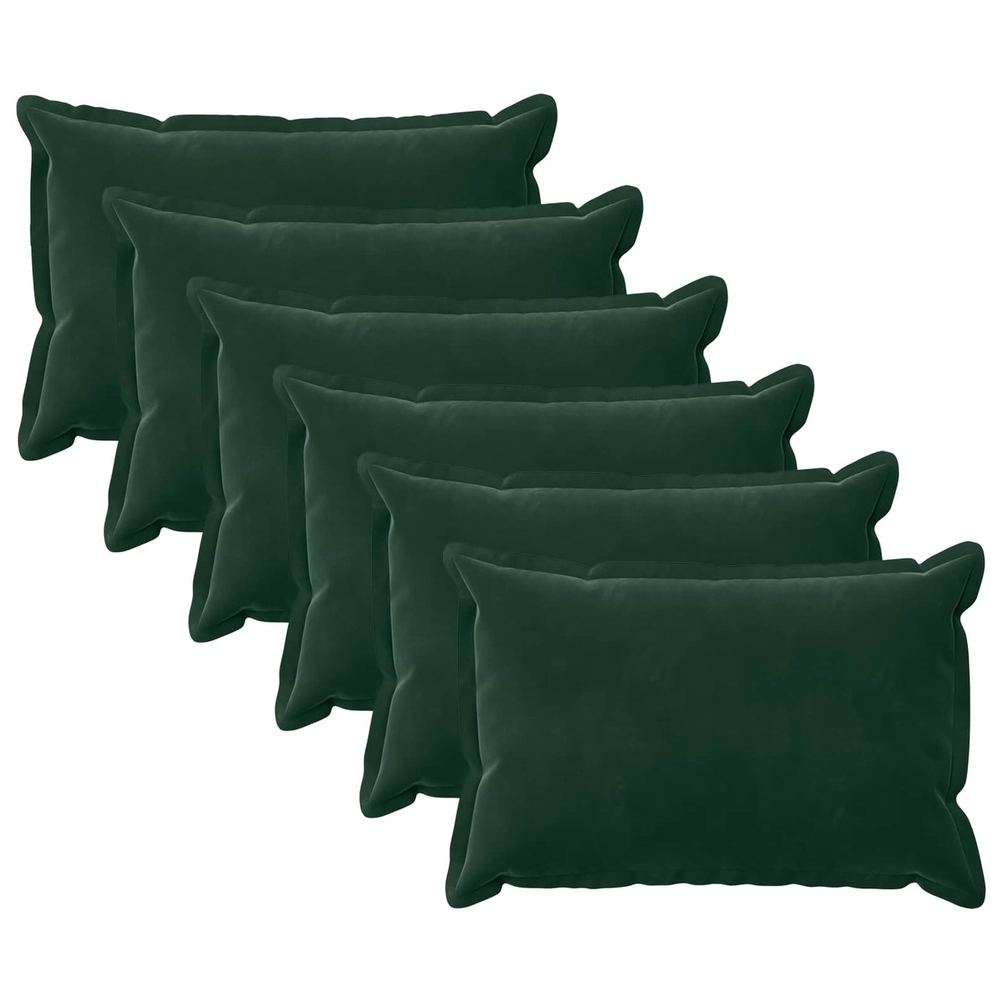 Cushion Cover 6 pcs HOUTEN Dark Green 50 x 80 cm Velvet