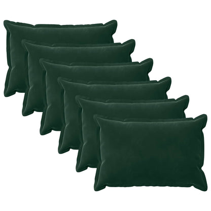 Cushion Cover 6 pcs HOUTEN Dark Green 50 x 80 cm Velvet