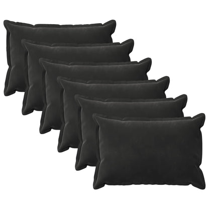 Cushion Cover 6 pcs HOUTEN Black 50 x 80 cm Velvet