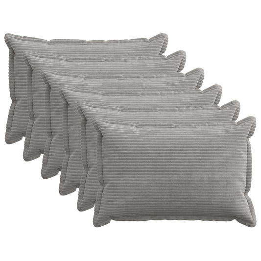 Cushion Cover 6 pcs HOUTEN Light Grey 50 x 80 cm Corduroy