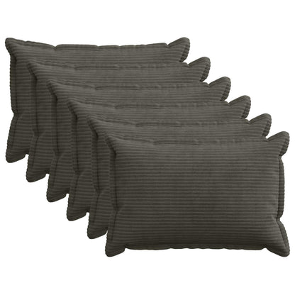 Cushion Cover 6 pcs HOUTEN Anthracite 50 x 80 cm Corduroy
