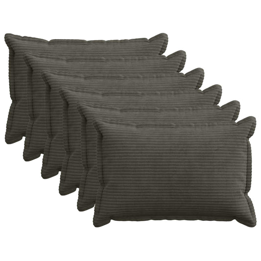 Cushion Cover 6 pcs HOUTEN Anthracite 50 x 80 cm Corduroy