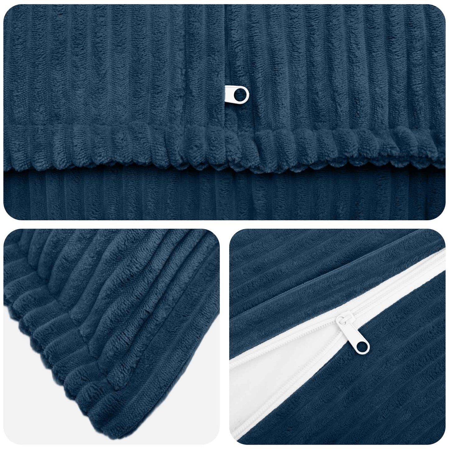 Cushion Cover 2 pcs HOUTEN Navy Blue 50 x 80 cm Corduroy