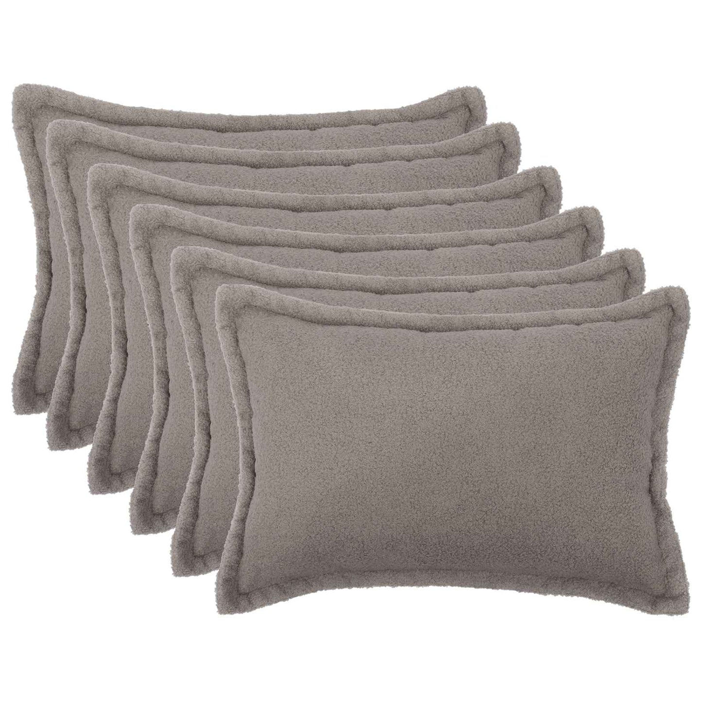 Cushion Cover 6 pcs HOUTEN Light Grey 50 x 80 cm Bouclé