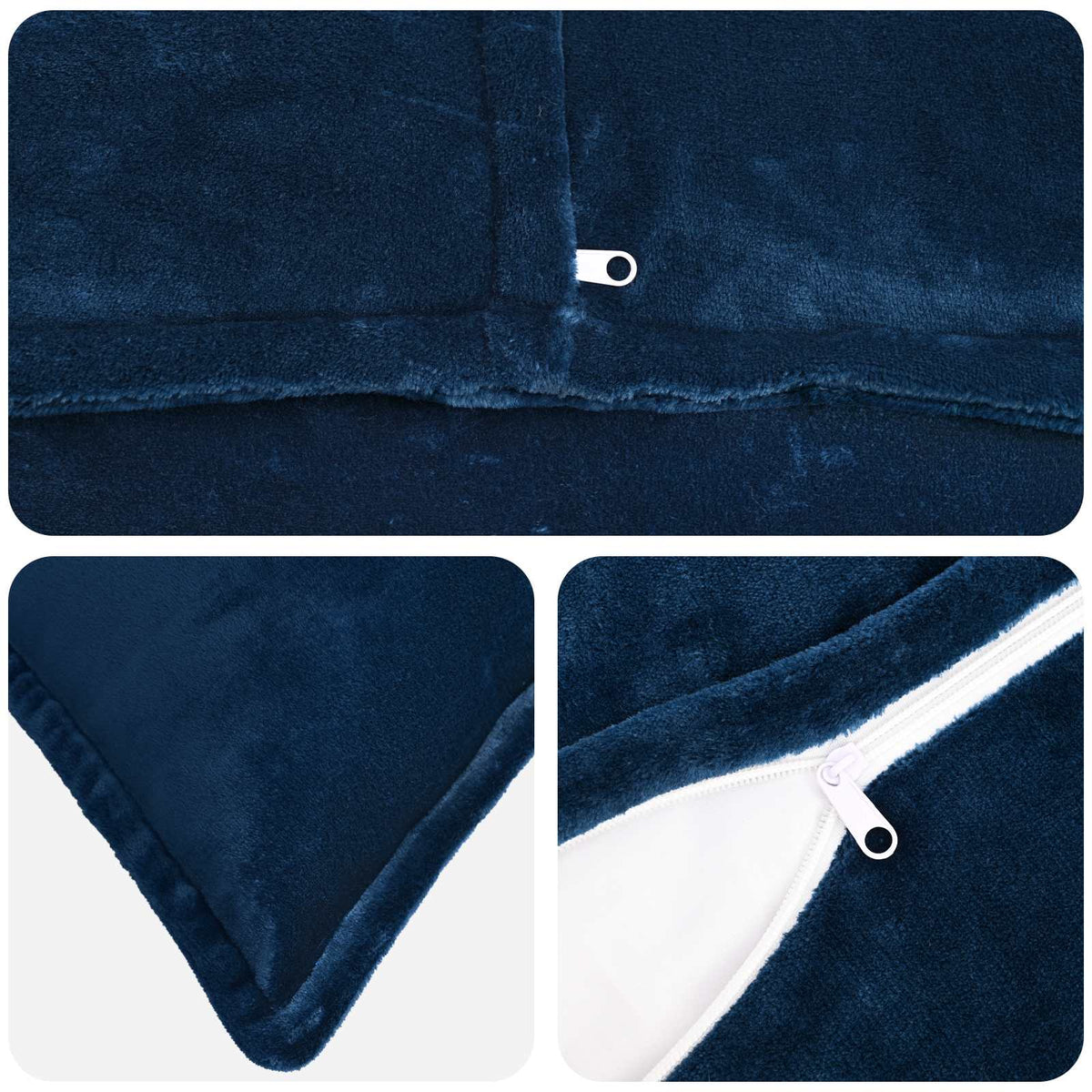 Cushion Cover 6 pcs HOUTEN Navy Blue 50 x 80 cm Flannel
