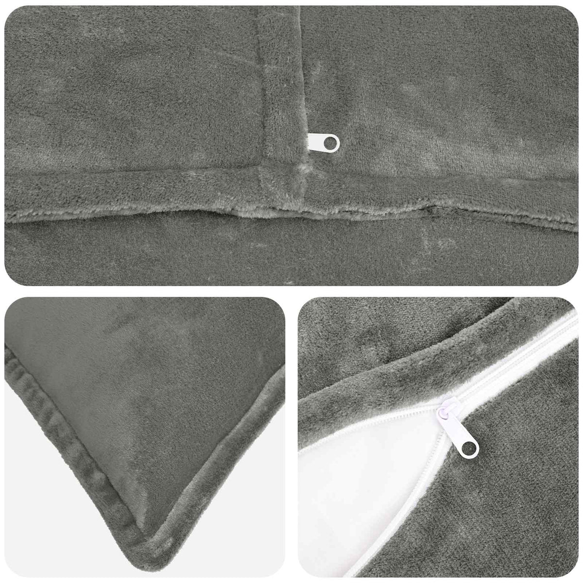 Cushion Cover 2 pcs HOUTEN Dark Grey 50 x 80 cm Flannel