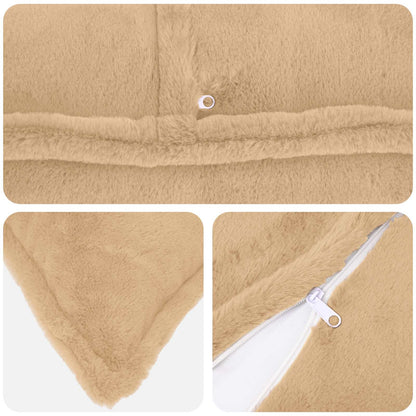 Cushion Cover 6 pcs HOUTEN Cream 50 x 80 cm Faux Rabbit Fur