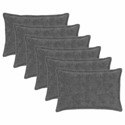 Cushion Cover 6 pcs HOUTEN Dark Grey 50 x 80 cm Faux Rabbit Fur