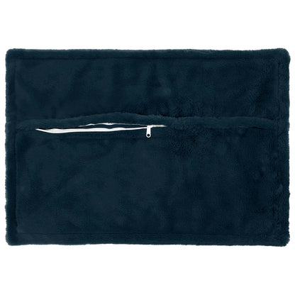 Cushion Cover 6 pcs HOUTEN Navy Blue 50 x 80 cm Faux Rabbit Fur