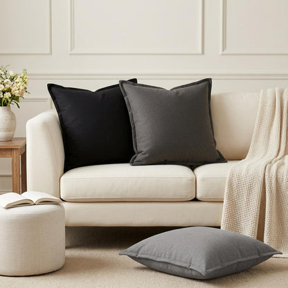 Cushion Cover 6 pcs HOUTEN Black 55 x 55 cm Faux Linen