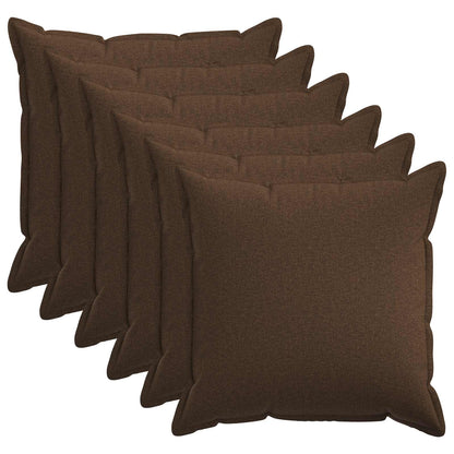 Cushion Cover 6 pcs HOUTEN Brown 55 x 55 cm Faux Linen