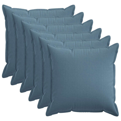 Cushion Cover 6 pcs HOUTEN Jeans Blue 55 x 55 cm Faux Linen