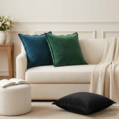Cushion Cover 6 pcs HOUTEN Dark Green 60 x 60 cm Velvet