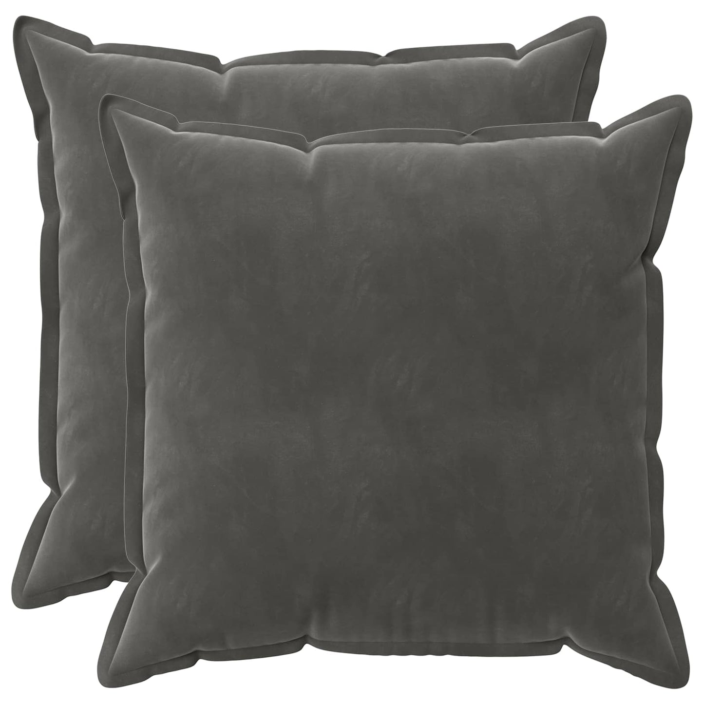 Cushion Cover 2 pcs HOUTEN Dark Grey 55 x 55 cm Velvet