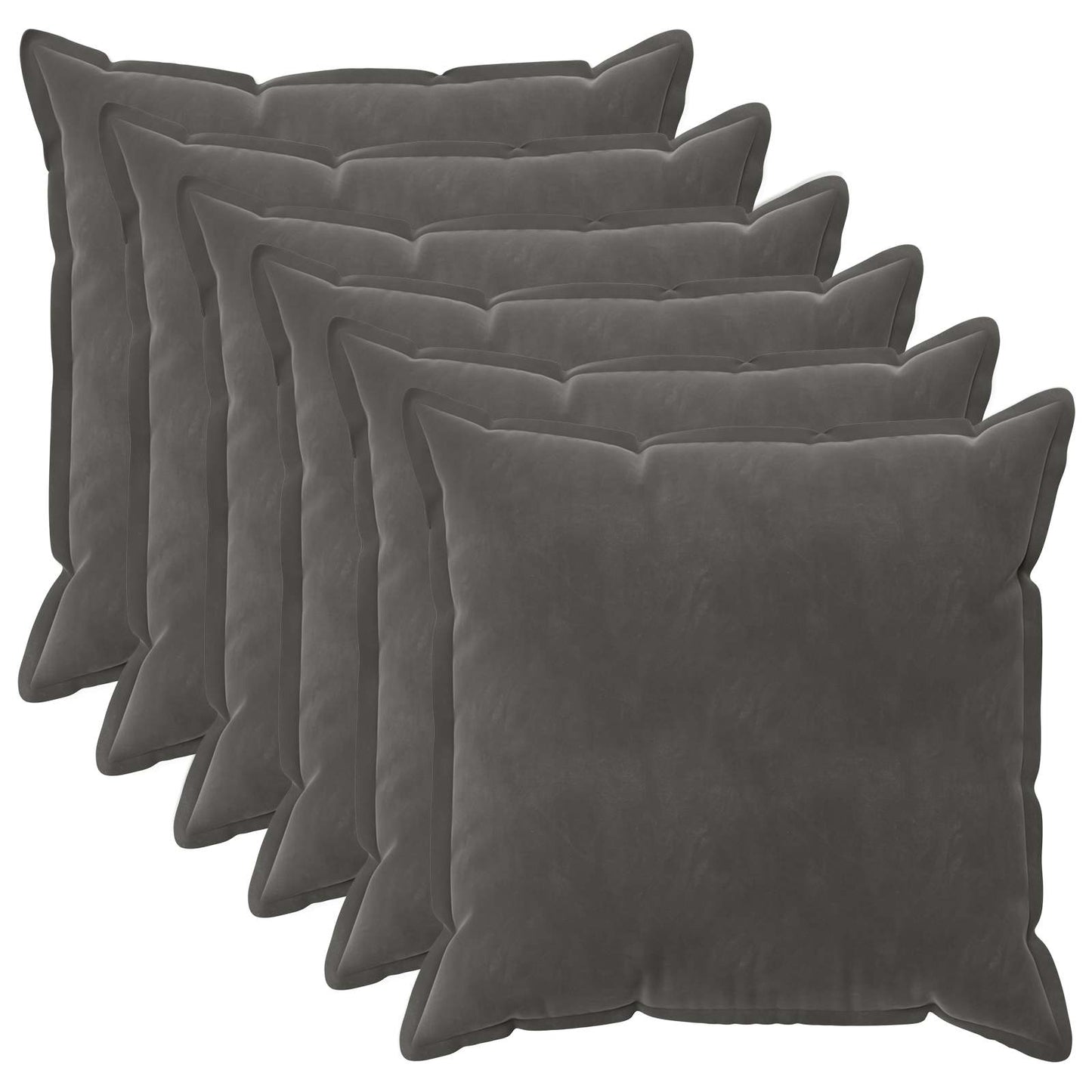 Cushion Cover 6 pcs HOUTEN Dark Grey 55 x 55 cm Velvet