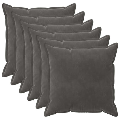 Cushion Cover 6 pcs HOUTEN Dark Grey 55 x 55 cm Velvet