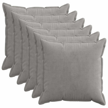 Cushion Cover 6 pcs HOUTEN Light Grey 55 x 55 cm Corduroy