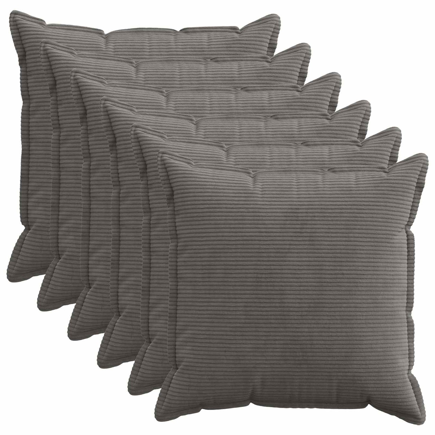 Cushion Cover 6 pcs HOUTEN Dark Grey 55 x 55 cm Corduroy