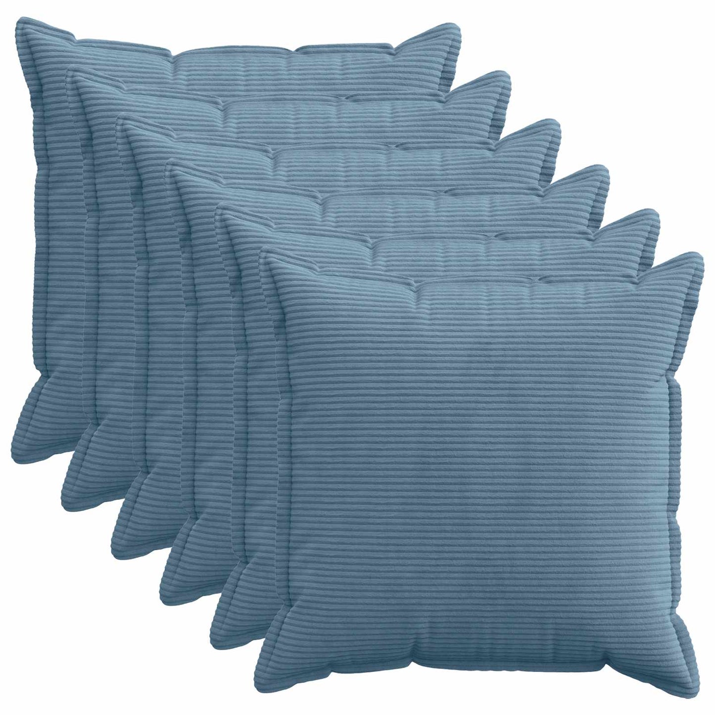 Cushion Cover 6 pcs HOUTEN Blue 55 x 55 cm Corduroy