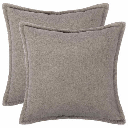 Cushion Cover 2 pcs HOUTEN Light Grey 55 x 55 cm Bouclé