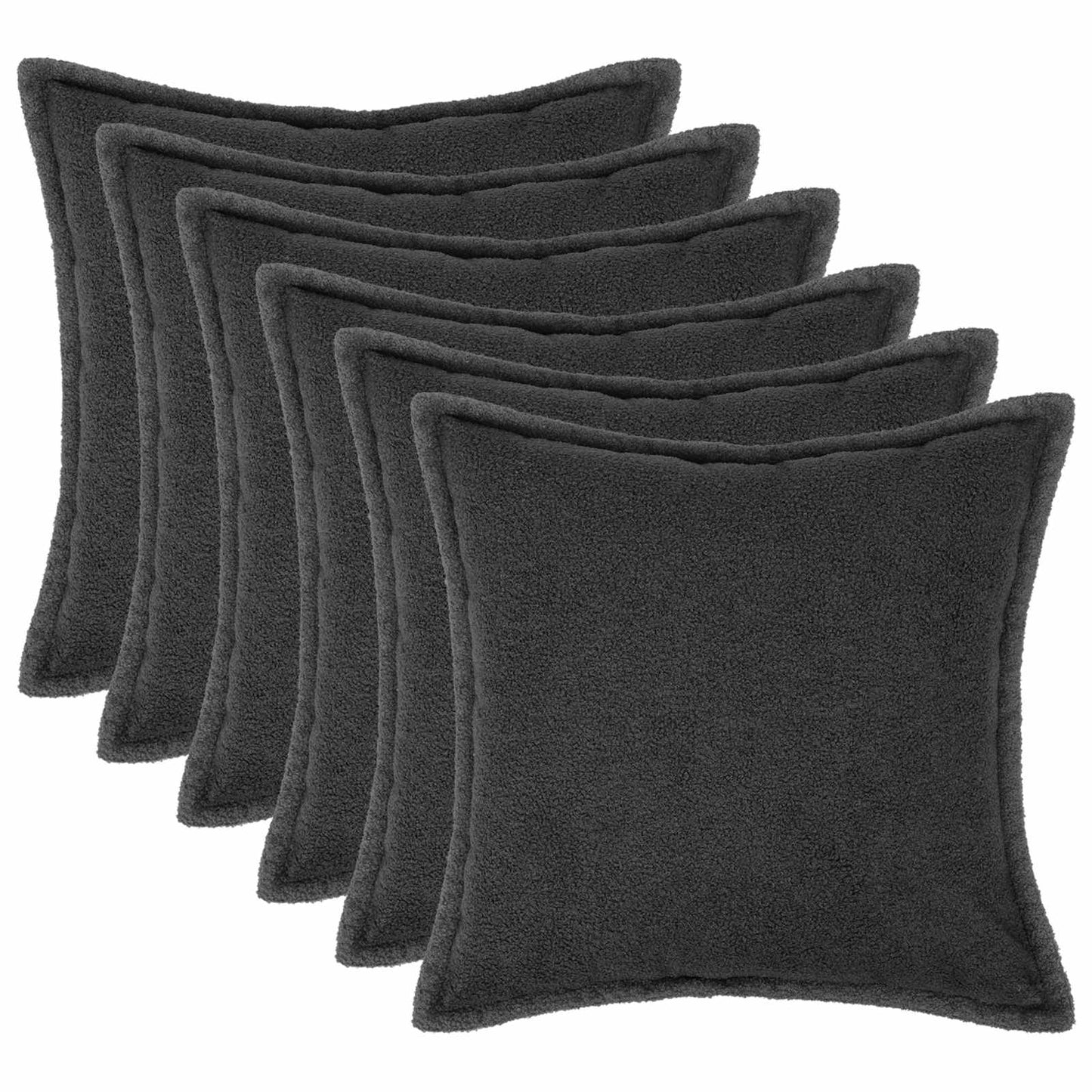Cushion Cover 6 pcs HOUTEN Dark Grey 55 x 55 cm Bouclé