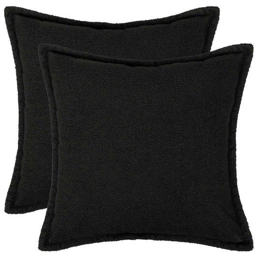 Cushion Cover 2 pcs HOUTEN Black 55 x 55 cm Bouclé