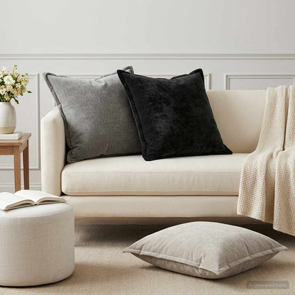 Cushion Cover 2 pcs HOUTEN Dark Grey 60 x 60 cm Chenille Fabric