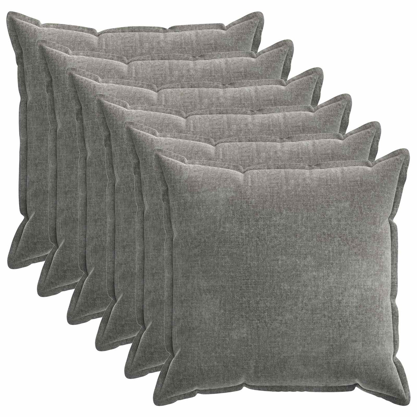 Cushion Cover 6 pcs HOUTEN Dark Grey 55 x 55 cm Chenille Fabric