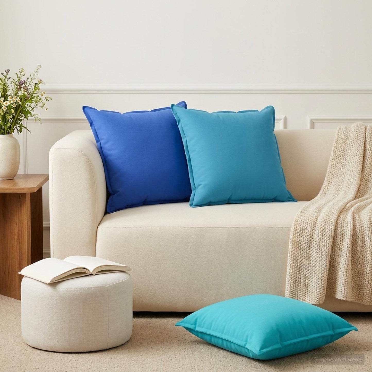 Cushion Cover 6 pcs HOUTEN Royal Blue 60 x 60 cm Polyester
