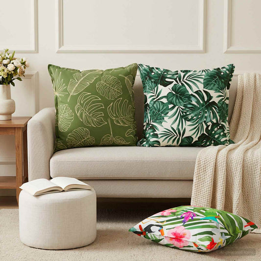 Cushion Cover 6 pcs HOUTEN Leaf Pattern 60 x 60 cm Polyester