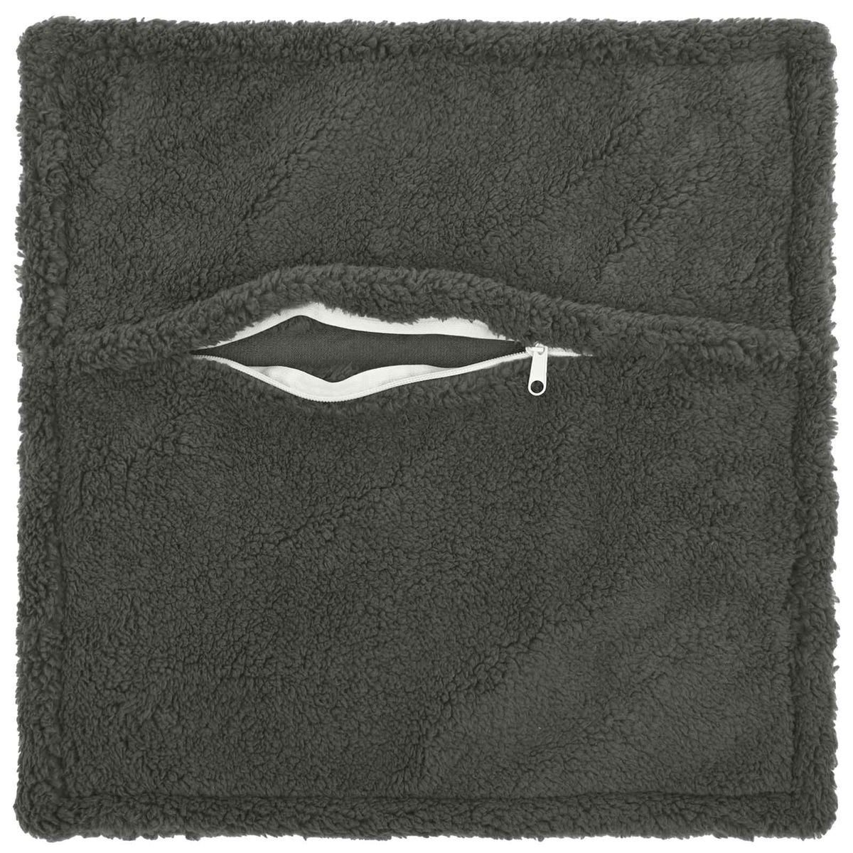 Cushion Cover 6 pcs HOUTEN Dark Grey 55 x 55 cm Bouclé