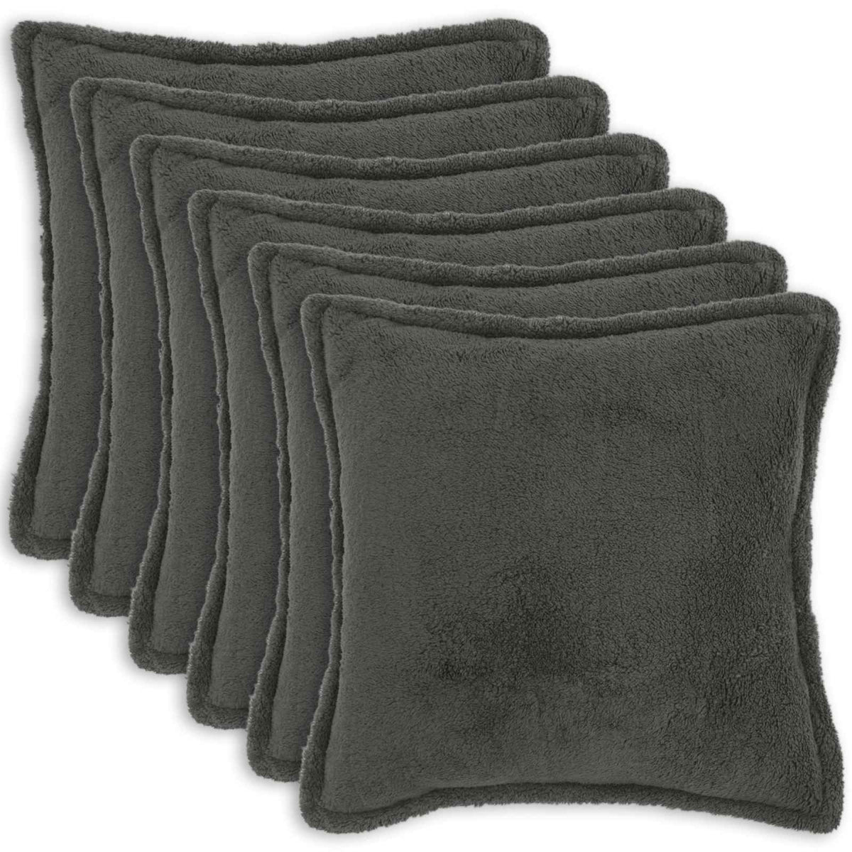 Cushion Cover 6 pcs HOUTEN Dark Grey 55 x 55 cm Bouclé