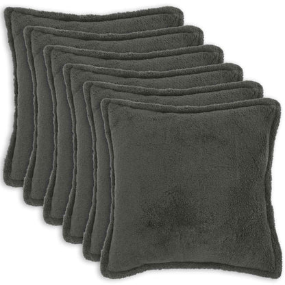 Cushion Cover 6 pcs HOUTEN Dark Grey 55 x 55 cm Bouclé