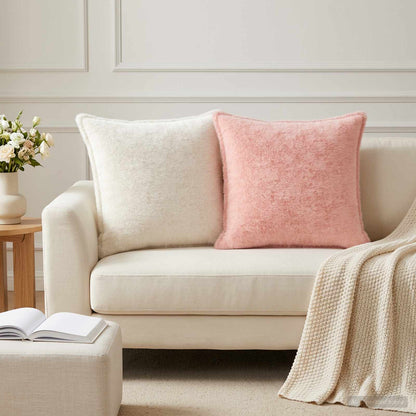 Cushion Cover 6 pcs HOUTEN Pink 55 x 55 cm Faux Rabbit Fur