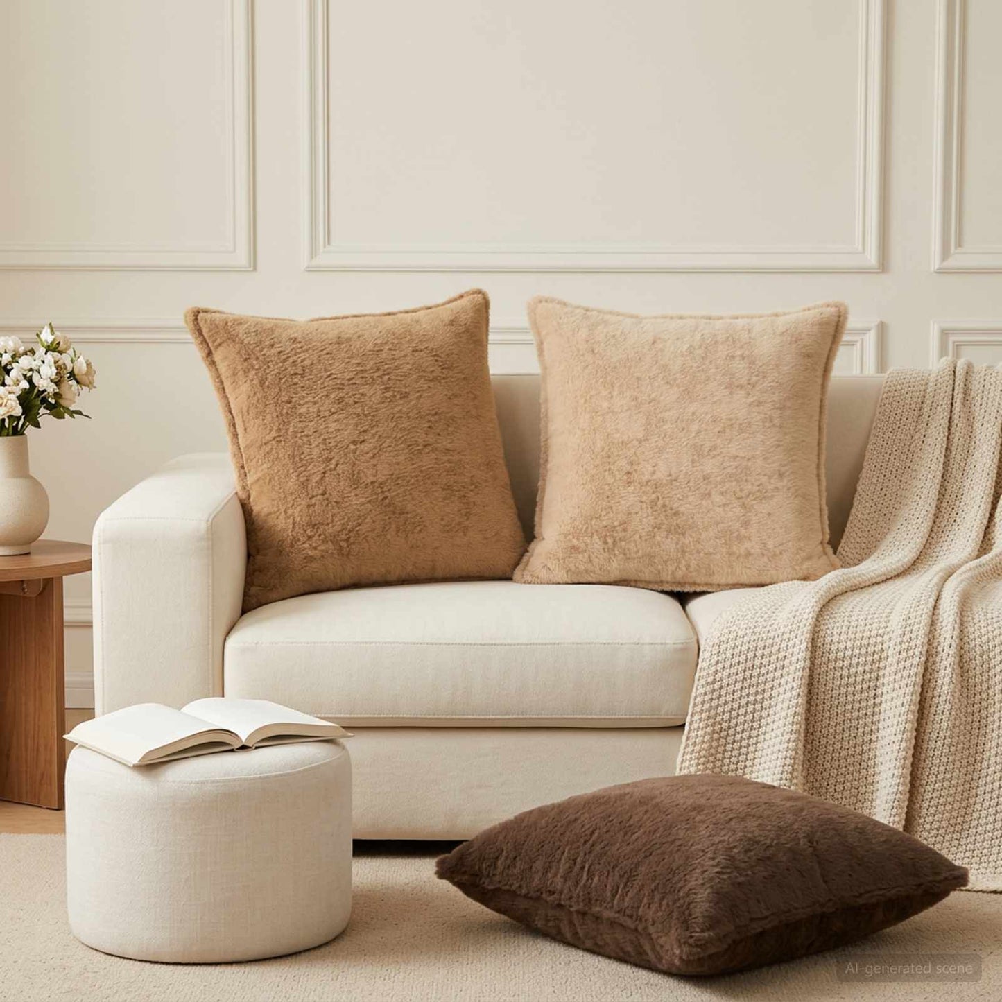Cushion Cover 2 pcs HOUTEN Light Brown 55 x 55 cm