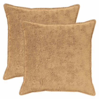 Cushion Cover 2 pcs HOUTEN Taupe 55 x 55 cm Faux Rabbit Fur
