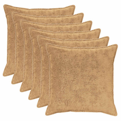 Cushion Cover 6 pcs HOUTEN Taupe 55 x 55 cm Faux Rabbit Fur