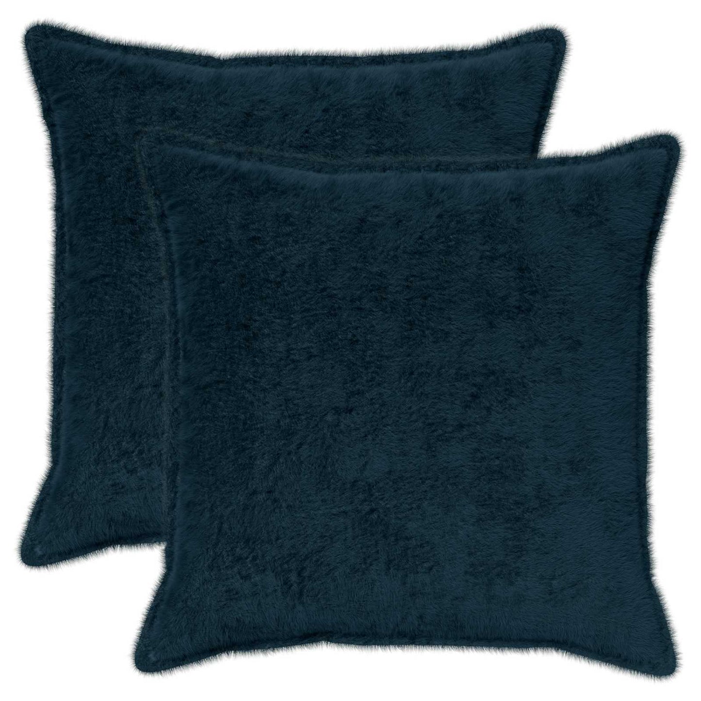 Cushion Cover 2 pcs HOUTEN Navy Blue 55 x 55 cm Faux Rabbit Fur