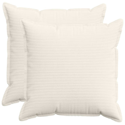 Cushion Cover 2 pcs HOUTEN Cream 60 x 60 cm Corduroy
