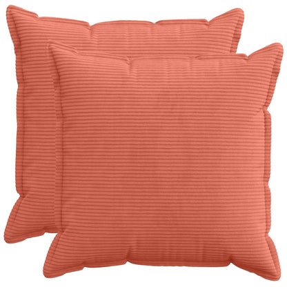 Cushion Cover 2 pcs HOUTEN Red Orange 60 x 60 cm Corduroy
