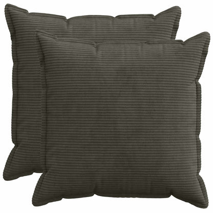 Cushion Cover 2 pcs HOUTEN Anthracite 60 x 60 cm Corduroy