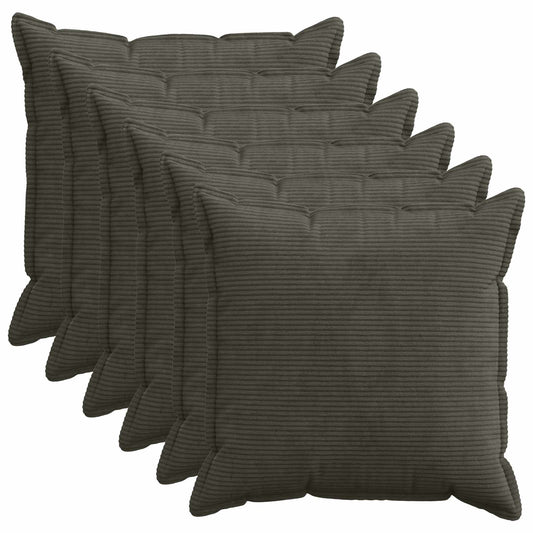 Cushion Cover 6 pcs HOUTEN Anthracite 60 x 60 cm Corduroy