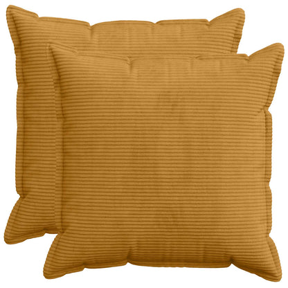 Cushion Cover 2 pcs HOUTEN Yellow 60 x 60 cm Corduroy