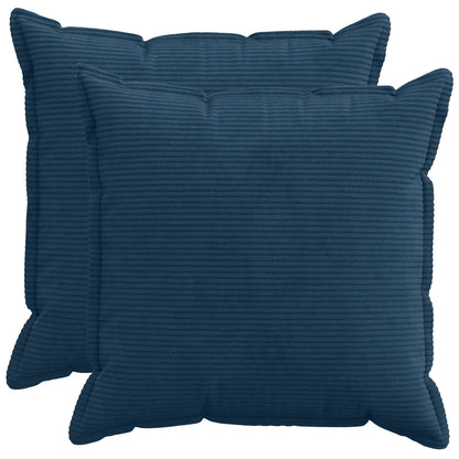 Cushion Cover 2 pcs HOUTEN Navy Blue 60 x 60 cm Corduroy