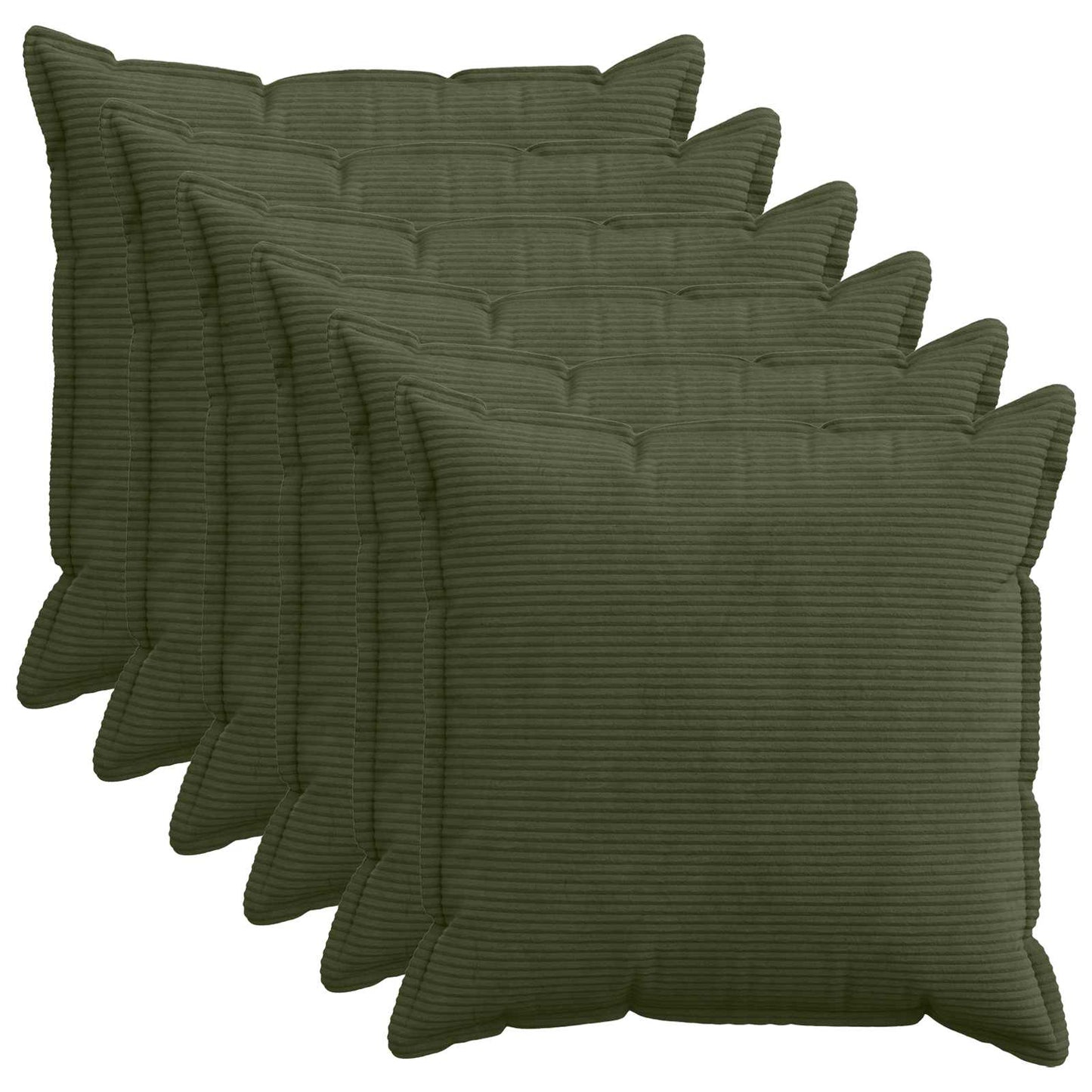 Cushion Cover 6 pcs HOUTEN Green 60 x 60 cm Corduroy