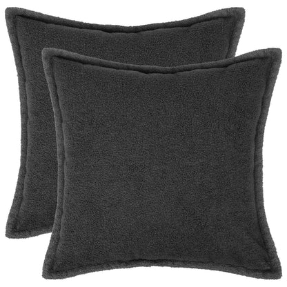 Cushion Cover 2 pcs HOUTEN Dark Grey 60 x 60 cm Bouclé