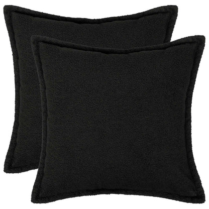 Cushion Cover 2 pcs HOUTEN Black 60 x 60 cm Bouclé
