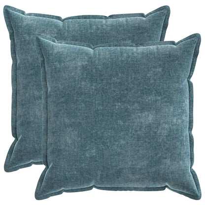 Cushion Cover 2 pcs HOUTEN Blue 60 x 60 cm Chenille Fabric