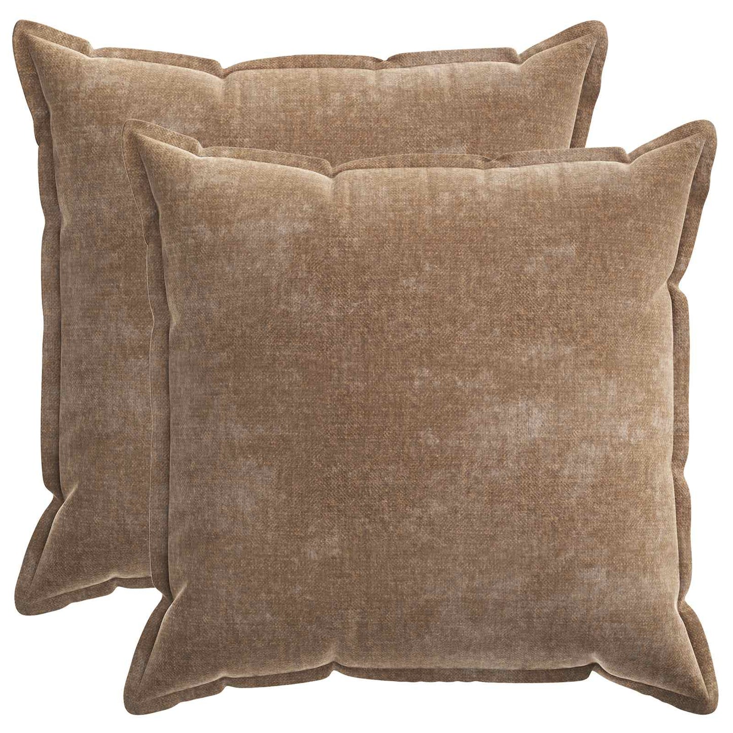 Cushion Cover 2 pcs HOUTEN Brown 60 x 60 cm Chenille Fabric