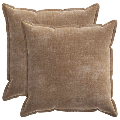 Cushion Cover 2 pcs HOUTEN Brown 60 x 60 cm Chenille Fabric